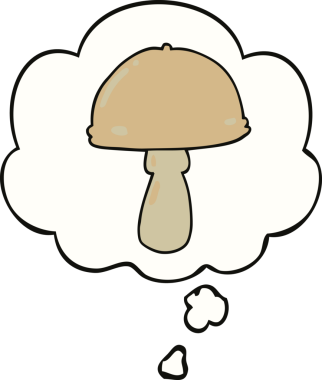 Bir insan tarafından çizilmiş düşünce baloncuklu mantar.