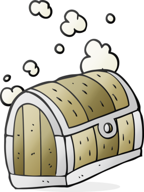 Bir insan tarafından çizilmiş hazine sandığı.