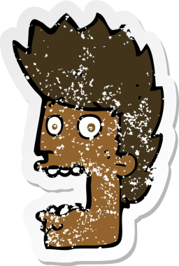 Bir insanın çizdiği korku dolu bir karikatürün gerilimli çıkartması.