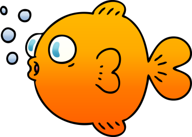 bir insan tarafından çizilmiş gölgelenmiş garip karikatür balığı.