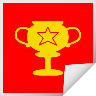 Bir insan tarafından çizilmiş altın bir kupanın kabuk soyucu karikatürü.