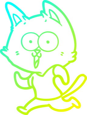 Bir insan tarafından çizilen komik çizgi film kedisinin soğuk gradyan çizimi