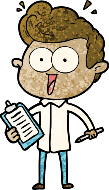 Bir insan tarafından çizilmiş çizgi film bakışlı adam.