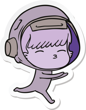 Bir insan tarafından çizilmiş meraklı bir astronotun çıkartması.