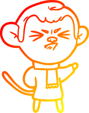 Bir insan tarafından çizilmiş kızgın bir maymunun sıcak çizgi çizimi