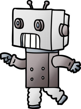 Bir insan tarafından çizilmiş çizgi film robotu