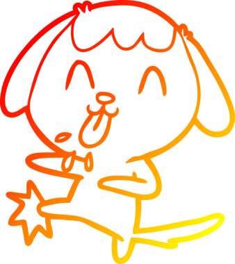 Bir insan tarafından çizilmiş sevimli bir köpeğin sıcak çizgi çizgisi.