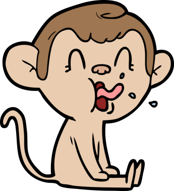 Bir insan tarafından çizilmiş çılgın çizgi film maymunu