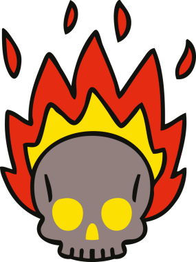 Bir insan tarafından çizilmiş tuhaf bir kafatası.