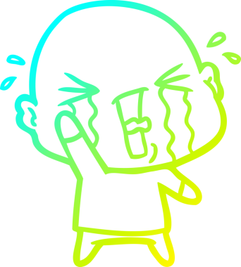 Bir insan tarafından çizilmiş, ağlayan kel bir adamın çizdiği soğuk çizgi.