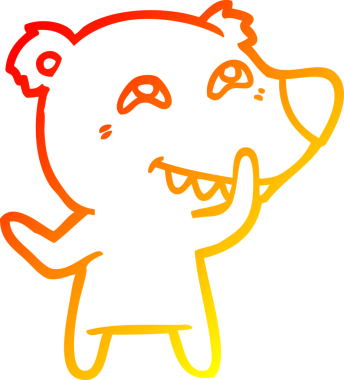 Bir insan tarafından çizilmiş dişleri gösteren çizgi film ayısının sıcak çizgi çizimi