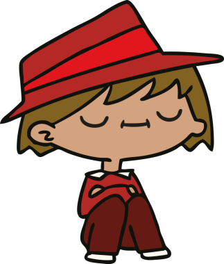 Bir insan tarafından çizilmiş sevimli bir kawai insanının serbest çizimi.