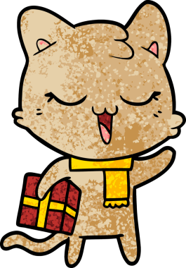 Bir insan tarafından çizilmiş çizgi film kedisi.