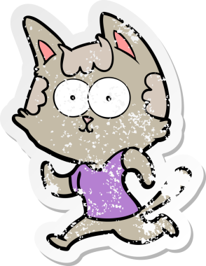 Bir insan tarafından çizilen mutlu çizgi film kedisinin sıkıntılı çıkartması.