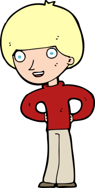 Bir insan tarafından çizilmiş kalçaları olan mutlu çocuk çizgi filmi.