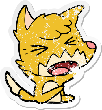 Bir insan tarafından çizilmiş kızgın bir tilkinin sıkıntılı çıkartması.