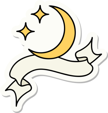 Bir ay bayrağı ve bir insan tarafından çizilmiş yıldızlı dövme stili.