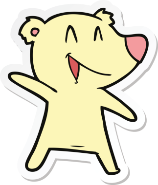 Bir insan tarafından çizilmiş, gülen ayı çizgi filminin çıkartması.