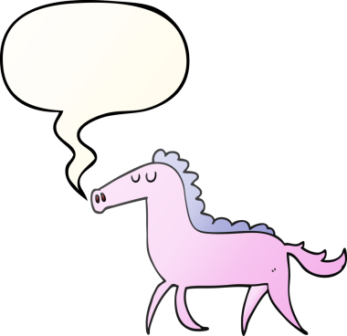 Bir insan tarafından çizilmiş, konuşma baloncuklu çizgi film atı.