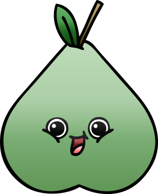 Bir insan tarafından çizilmiş yeşil armut renginde bir çizgi film.