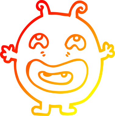 Bir insan tarafından çizilen çizgi film canavarının sıcak çizgi çizimi