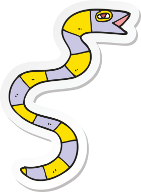 Bir insan tarafından çizilmiş çizgi film yılanının çıkartması.