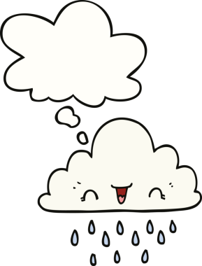 Bir insan tarafından çizilmiş düşünce baloncuklu karikatür fırtına bulutu