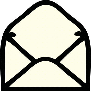 Bir insan tarafından çizilmiş kağıt bir zarfın çizgi roman tarzı karikatürü