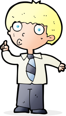 Bir insan tarafından çizilmiş bir sorusu olan karikatür okulu çocuğu.