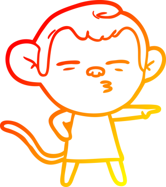 Bir insan tarafından çizilmiş şüpheli bir maymunun sıcak çizgi çizimi