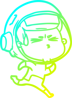 Bir insan tarafından çizilen soğuk gradyan çizgi çizimi stresli astronot