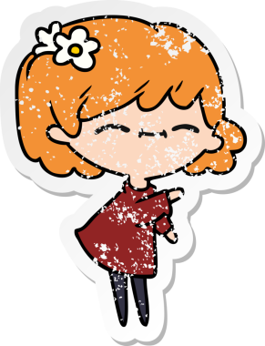 Bir insan tarafından çizilmiş tatlı kawai kızının serbest sticker 'ı.