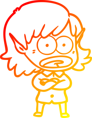 Bir çizgi film karakteri çizimi bir insan tarafından çizilmiş elf kızı şok etti.