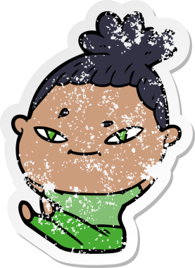 Bir insan tarafından çizilmiş karikatür bir kadının sıkıntılı çıkartması.