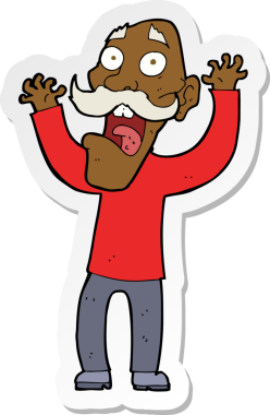 Karikatür çıkartması. Yaşlı bir adam bir insan tarafından çizilmiş.