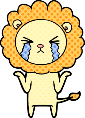 Bir insan tarafından çizilmiş ağlayan bir aslan.