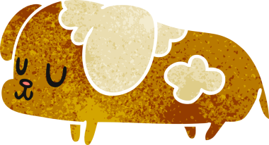 Bir insan tarafından çizilmiş sevimli bir köpeğin eski çizgi film çizimi kawaii