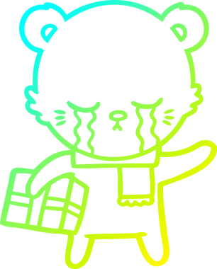 Ağlayan bir çizgi film ayısının insan eliyle çizilmiş soğuk çizgi çizgisi.