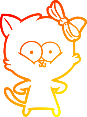 Bir insan tarafından çizilmiş çizgi film kedisinin sıcak çizgi çizimi