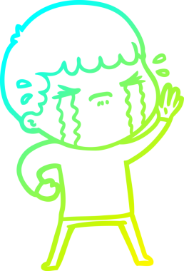 Bir insan tarafından çizilmiş ağlayan bir çizgi film karakteri çizimi.