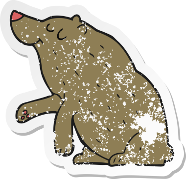 Bir insan tarafından çizilmiş karikatür ayısının gerilmiş çıkartması.