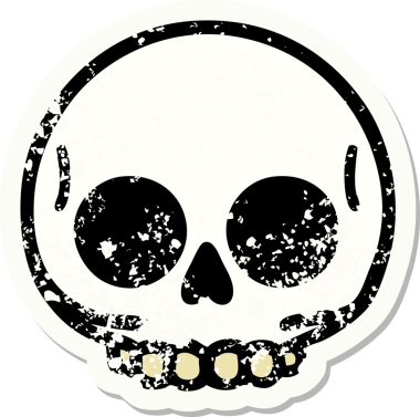 Bir insan tarafından çizilmiş geleneksel bir kafatası stili dövmesi var.