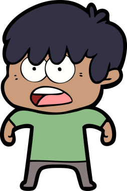 Bir insan tarafından çizilmiş endişeli çizgi film çocuğu.