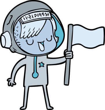 Bir insan tarafından çizilmiş astronot kadın.