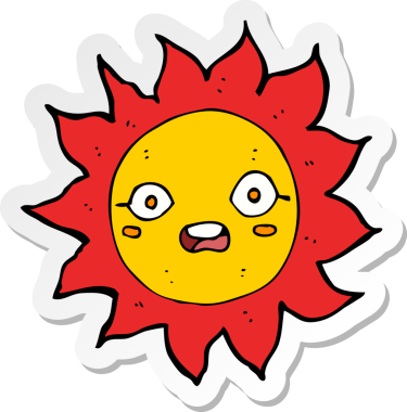 Bir insan tarafından çizilmiş bir çizgi film güneşinin çıkartması.