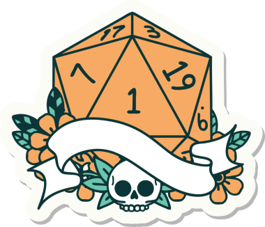 Bir insan tarafından çizilmiş doğal bir d20 zar etiketi.