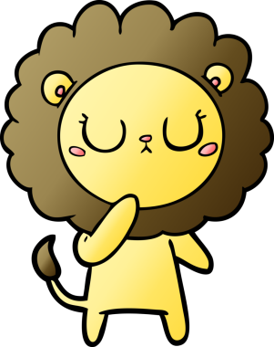 Bir insan tarafından çizilmiş çizgi film aslanı.