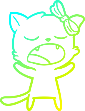 Bir insan tarafından çizilen esneyen bir çizgi filmin soğuk gradyan çizimi