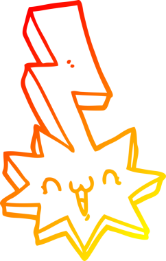 Bir insan tarafından çizilmiş bir çizgi film yıldırımının sıcak çizgi çizimi