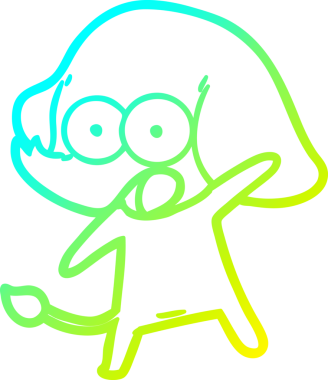 Bir insan tarafından çizilmiş şirin bir filin soğuk gradyan çizgisi